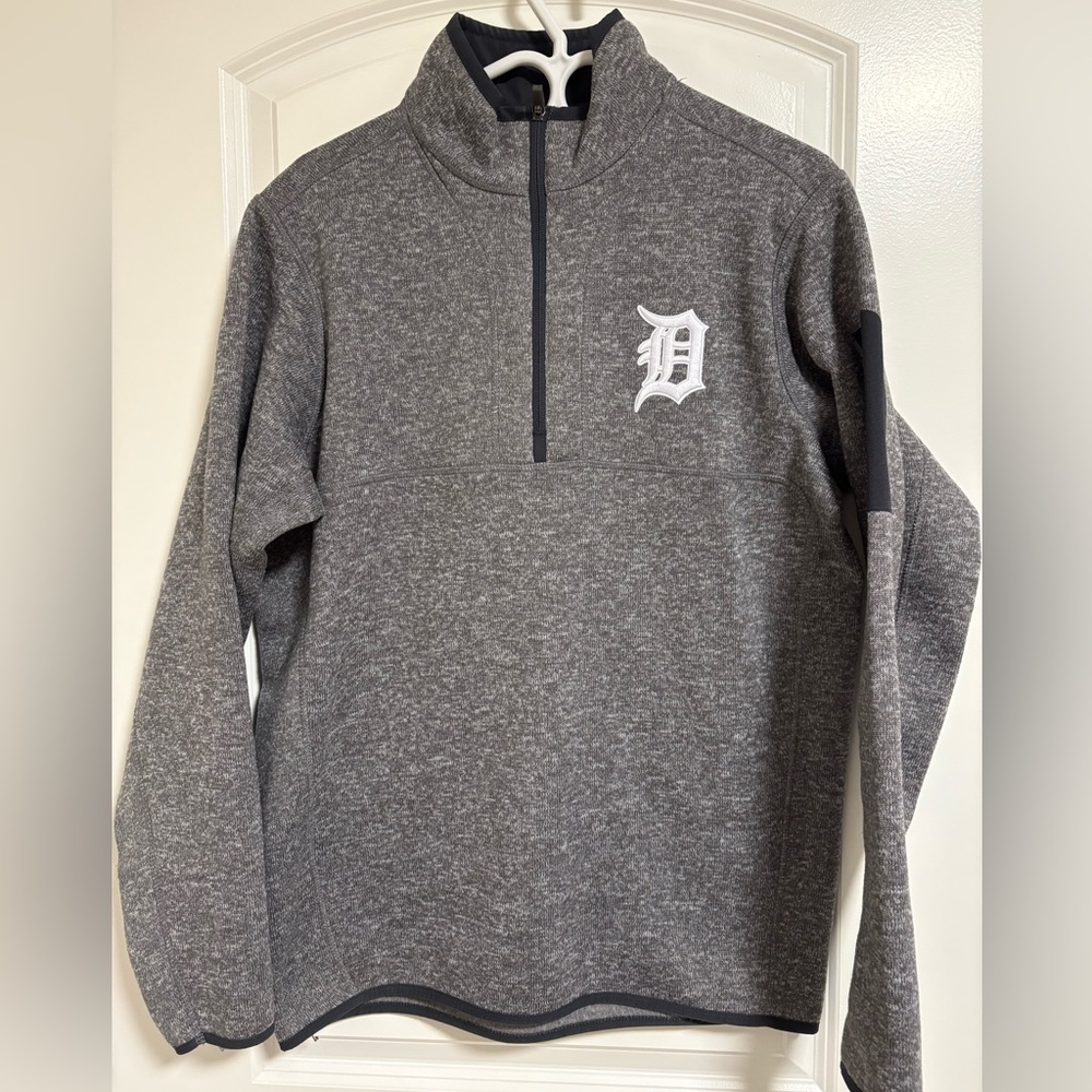 MLB Detroit Tigers fleece quarter zip sweater medium grey men’s